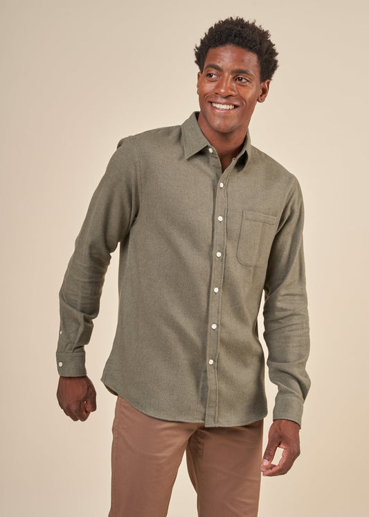 Chemise en coton bio | olive "flannel shirt dusty olive"