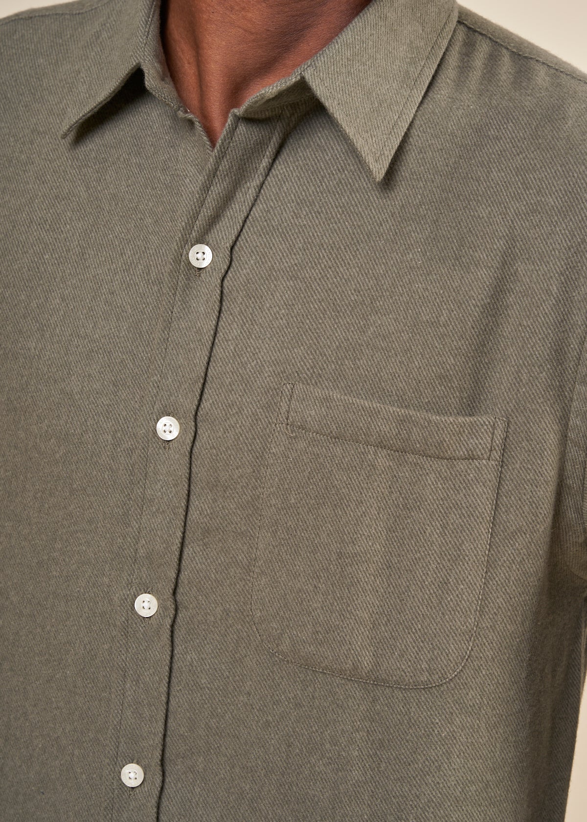 Chemise en coton bio | olive "flannel shirt dusty olive"