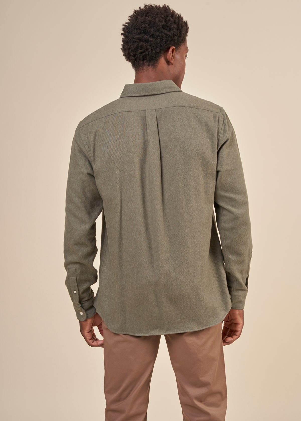 Chemise en coton bio | olive "flannel shirt dusty olive"