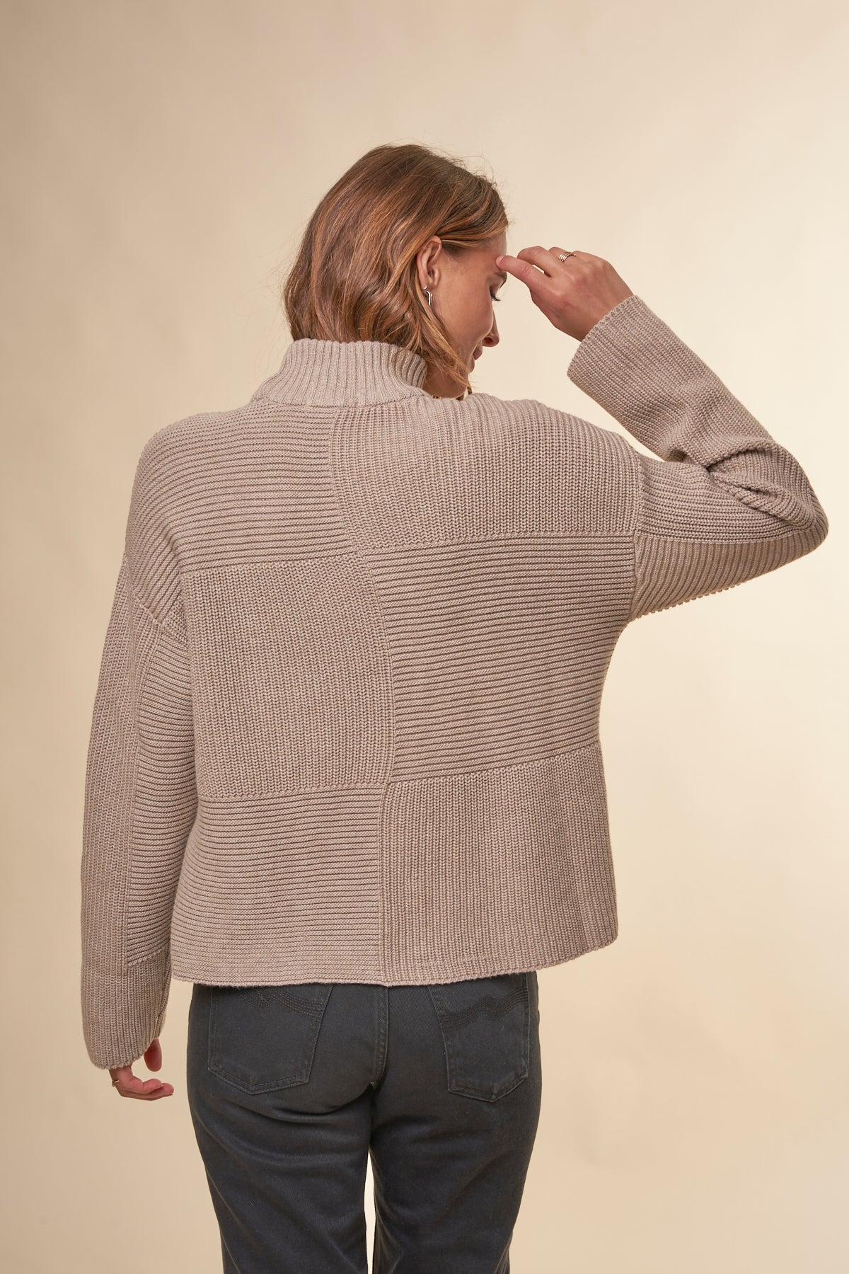 Pull en maille de coton bio | Gris clair "cotton loose fit crew neck knit light feather gray"