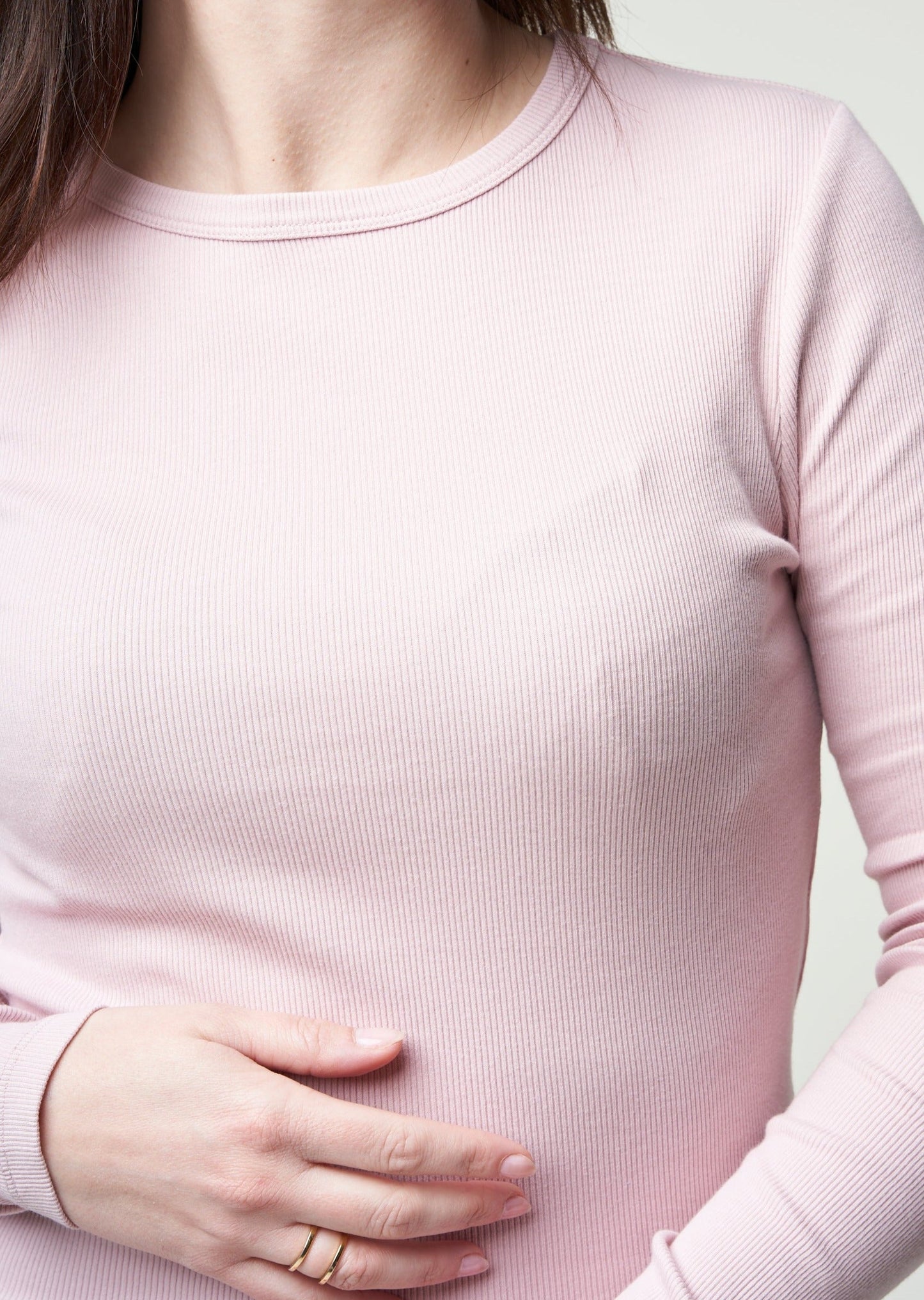 T-shirt manches longues côtelé en coton bio | rose "faded pink"