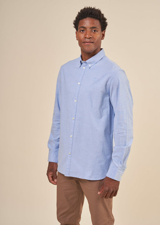 Chemise avec logo en coton bio | Bleu clair "costom tailored oxford shirt lapis blue"