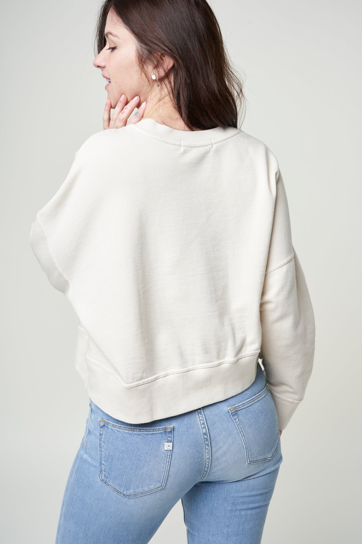 Sweat oversize écru en coton bio - mira non-dyed