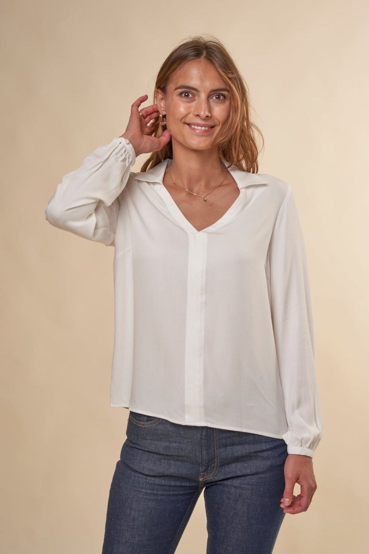 Blouse ample en ecovero | Blanc "miunaa off white"