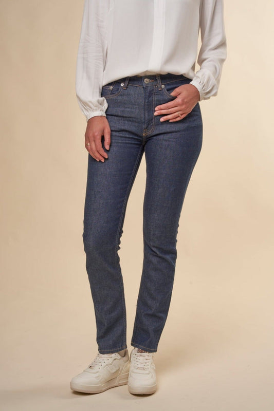 Jean slim en coton bio et recyclé | bleu brut "billie jeans winter sky"