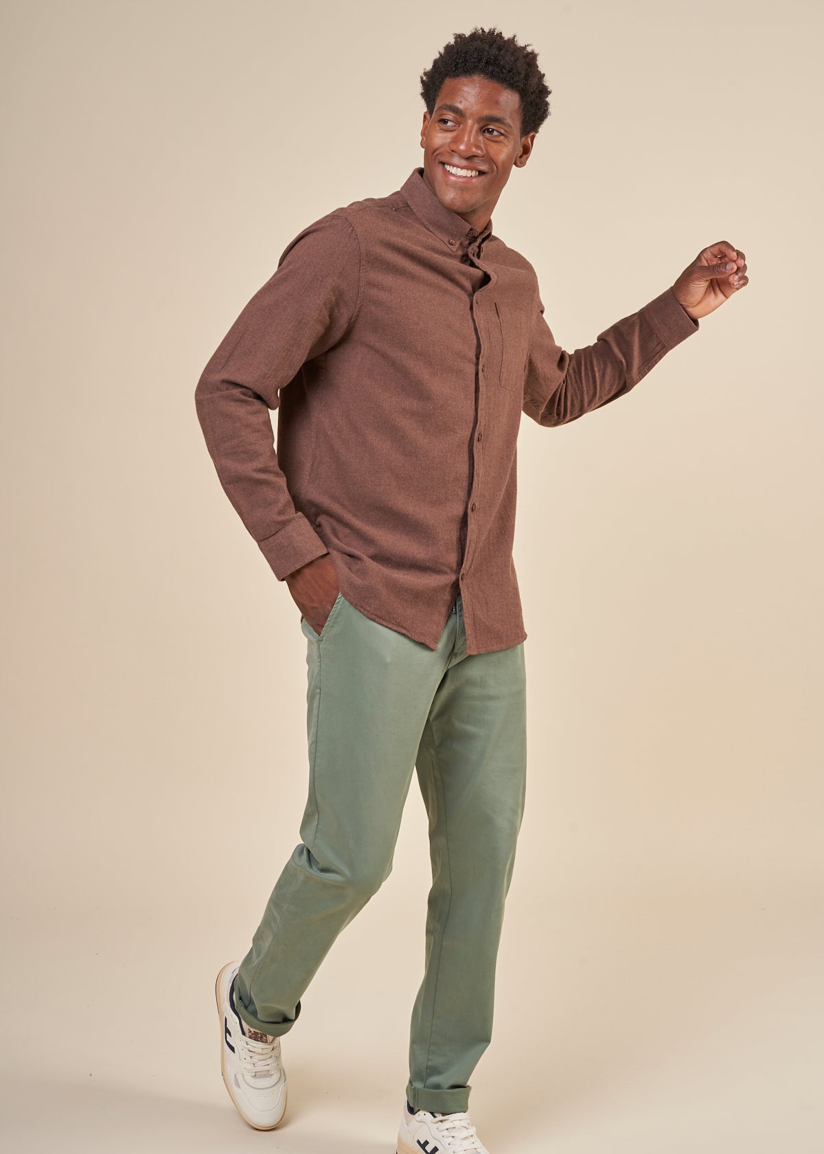 Chino en coton bio | Vert "tiago seaweed"