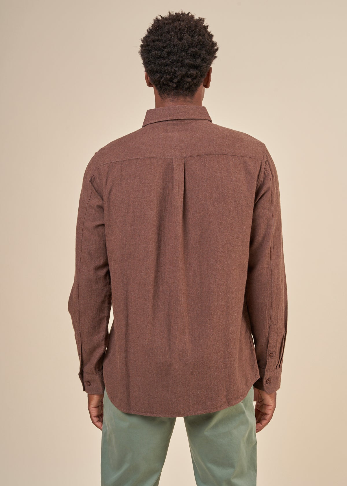Chemise avec poche en coton bio | acajou "melangé flannel shirt deep mahogany"