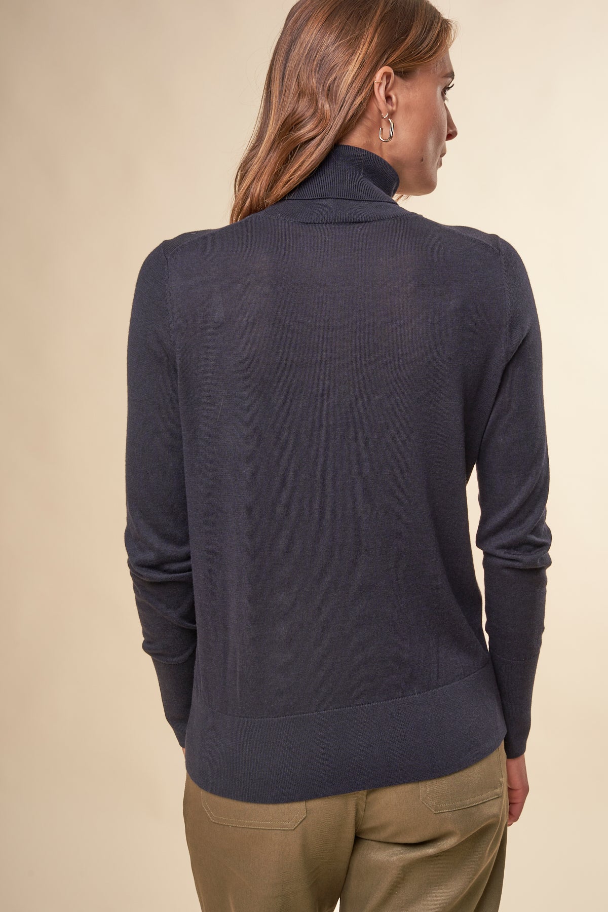 Pull col roulé en tencel et coton bio | Marine "kaathia night sky"