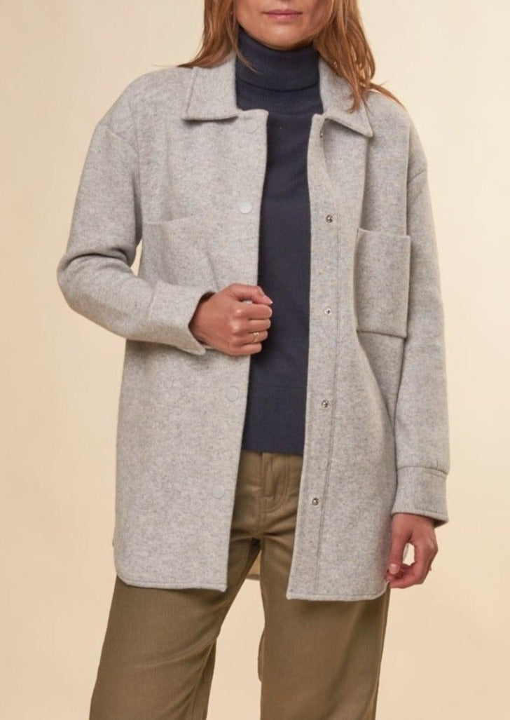 Veste en coton et laine bio | Gris clair "almaraa soft light grey melange oatmilk"