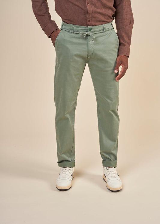 Chino en coton bio | Vert "tiago seaweed"