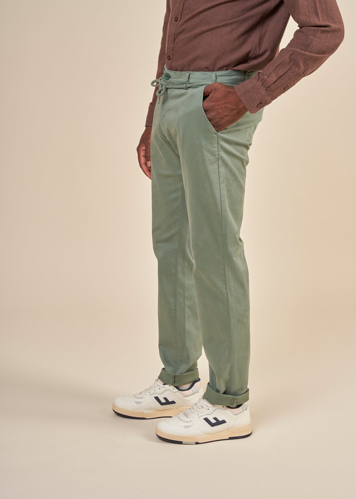 Chino en coton bio | Vert "tiago seaweed"