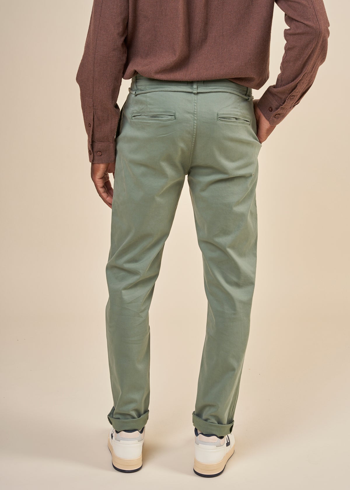 Chino en coton bio | Vert "tiago seaweed"