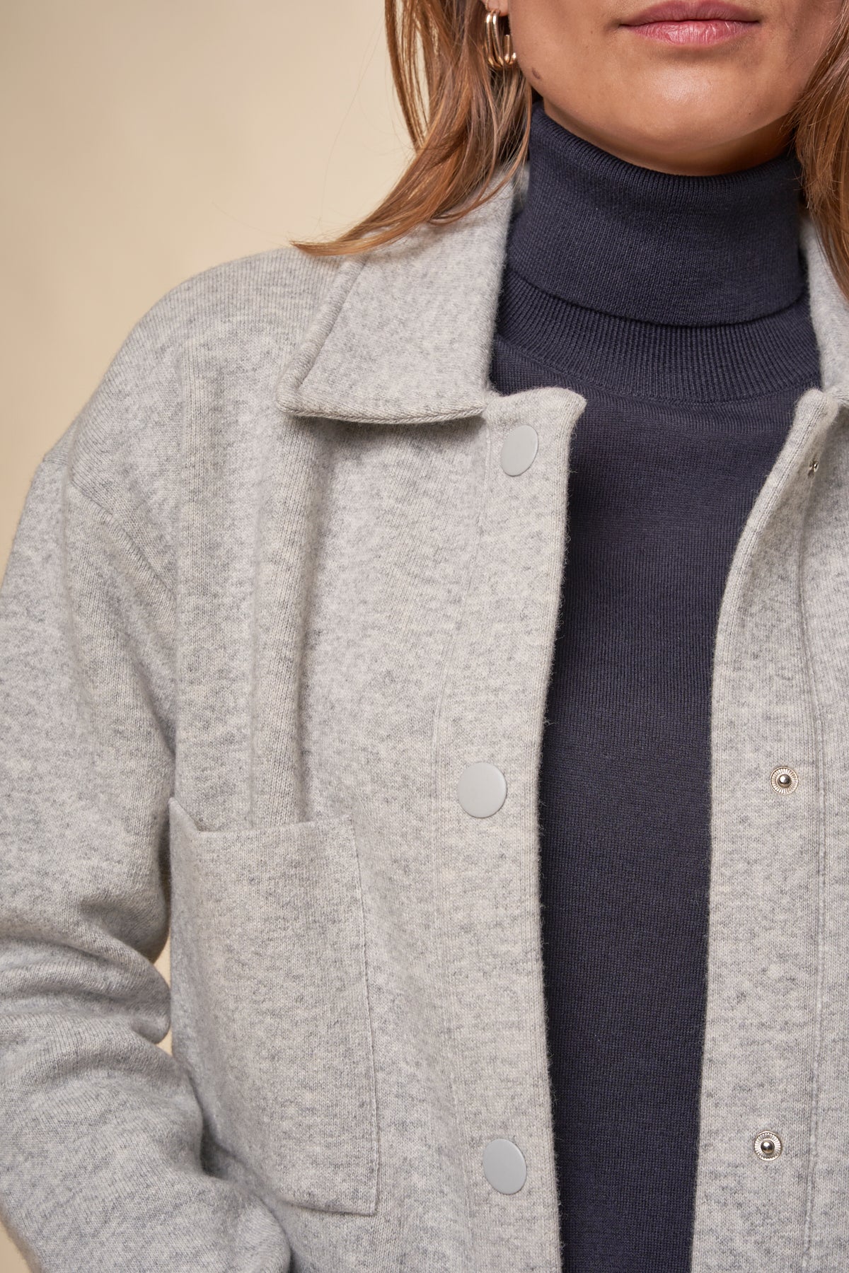 Veste en coton et laine bio | Gris clair "almaraa soft light grey melange oatmilk"