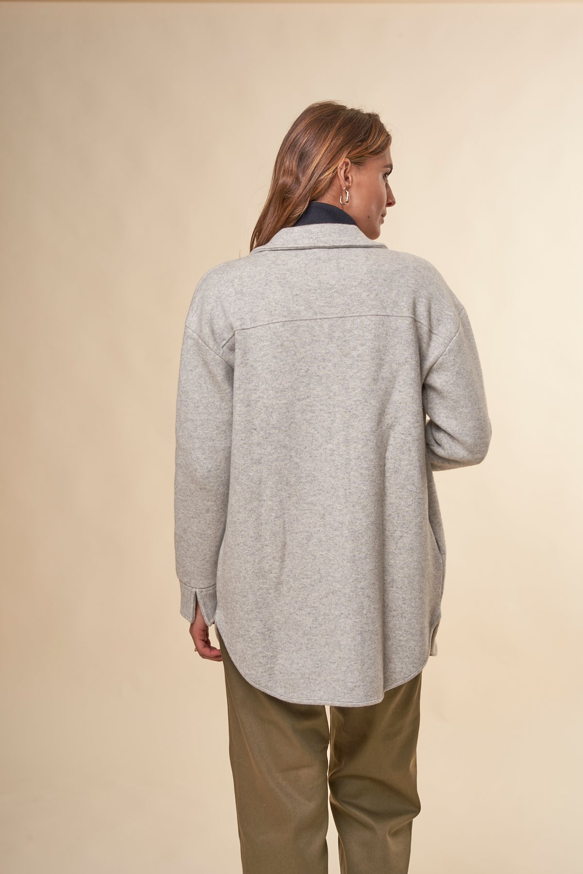 Veste en coton et laine bio | Gris clair "almaraa soft light grey melange oatmilk"