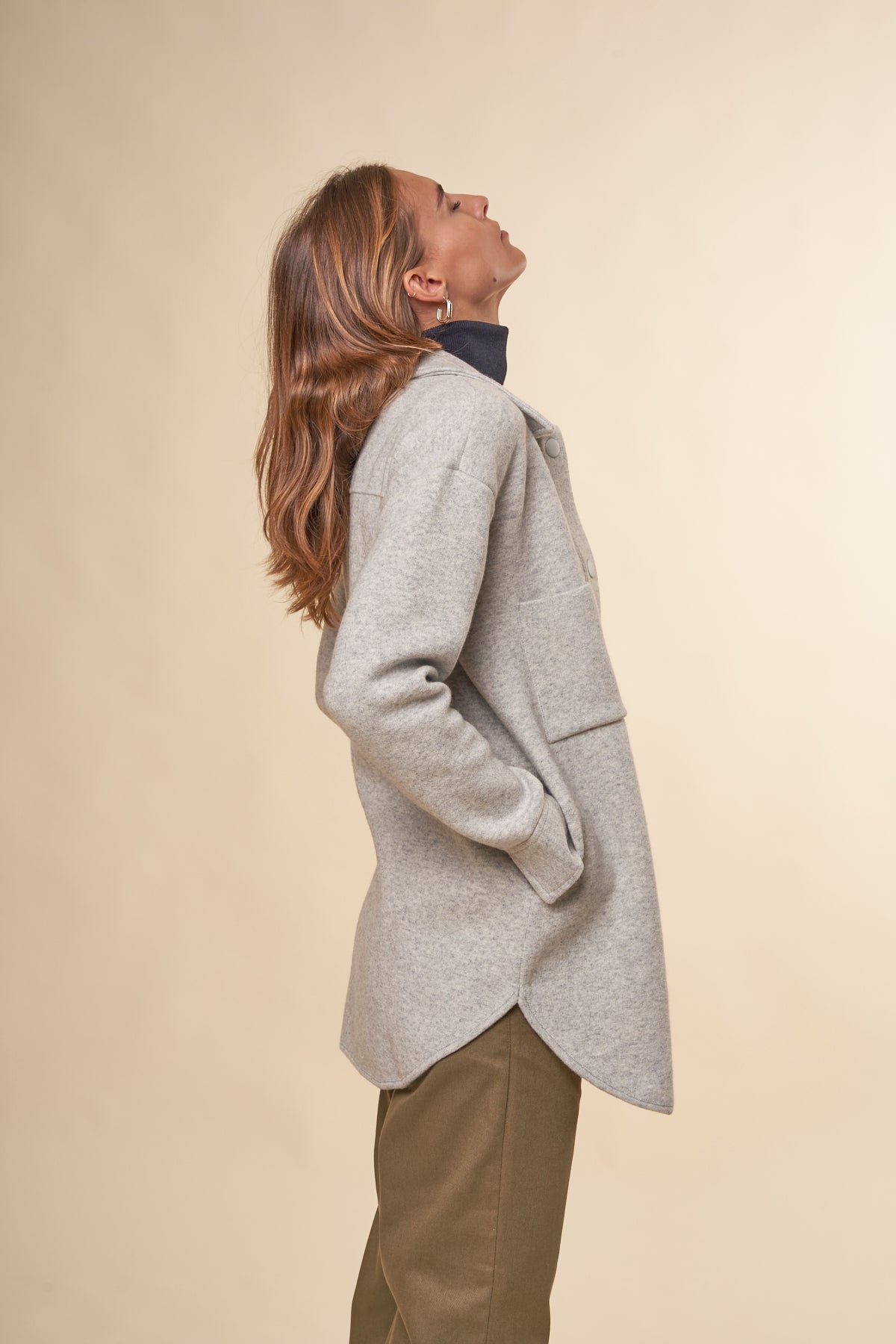 Veste en coton et laine bio | Gris clair "almaraa soft light grey melange oatmilk"