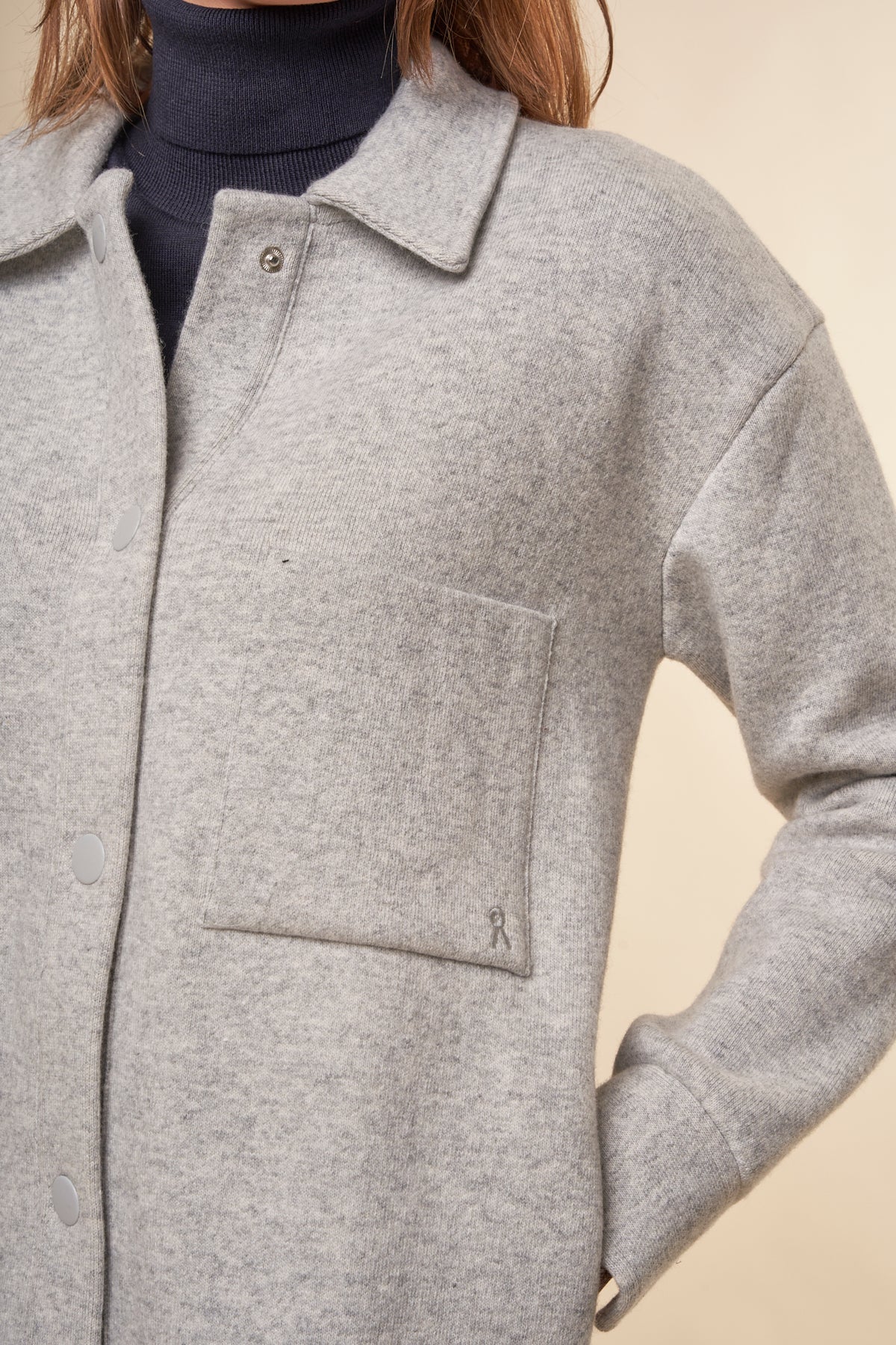 Veste en coton et laine bio | Gris clair "almaraa soft light grey melange oatmilk"