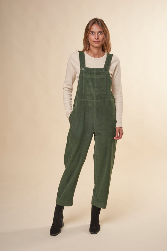 Salopette velours en coton bio | verte "bottle green corduroy luz jumpsuit"