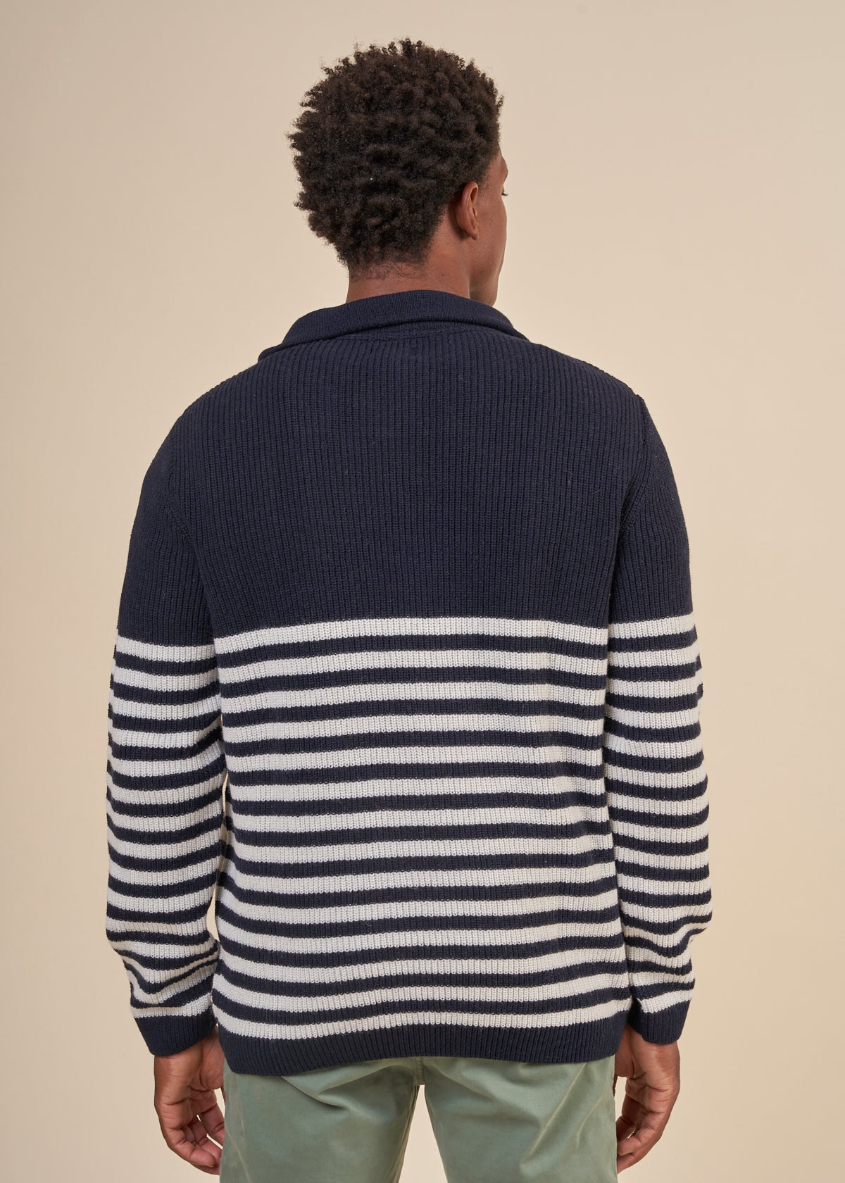 Pull marin col zippé en laine recyclée | marine "elkano navy"