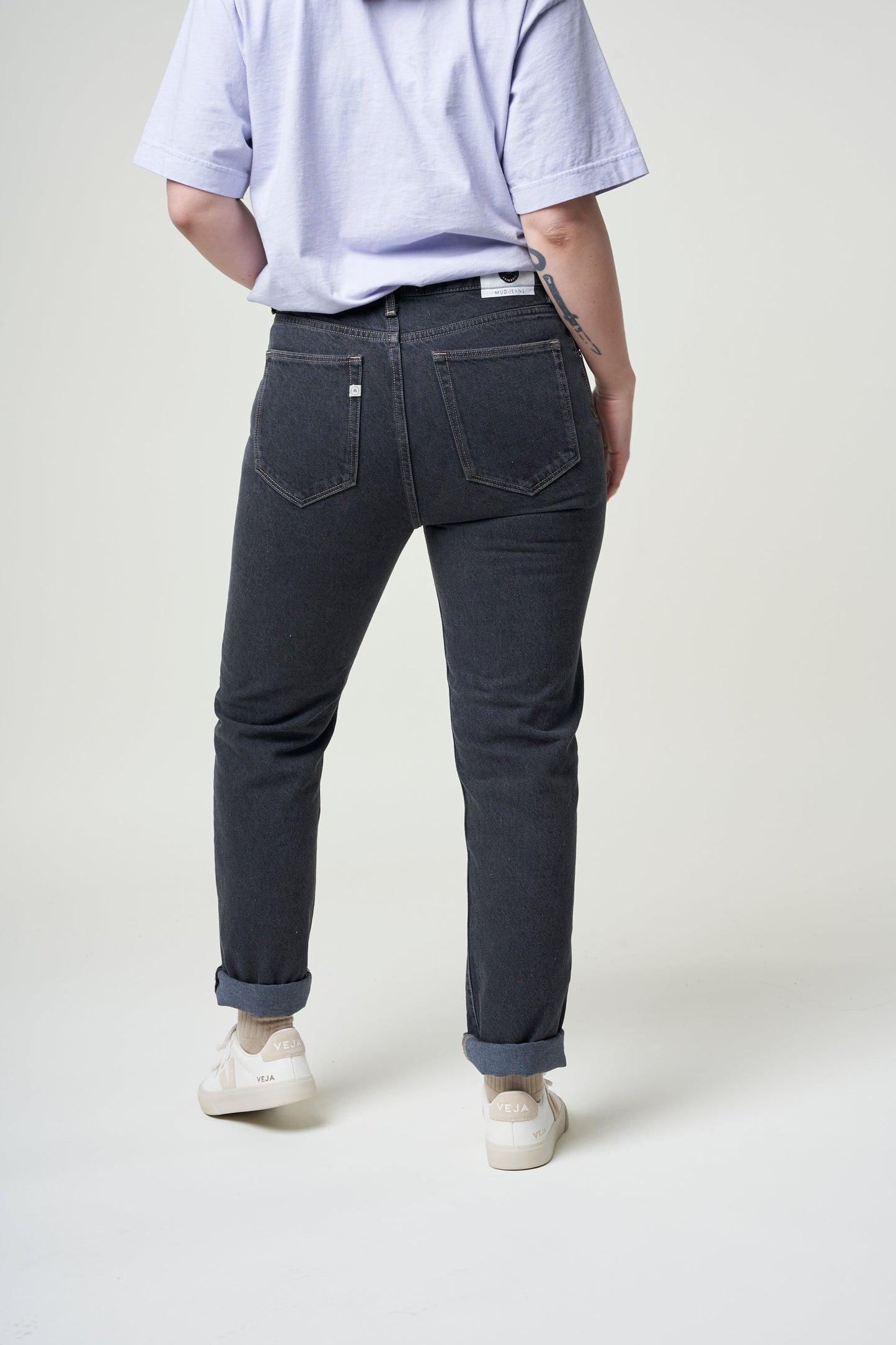 Jean droit noir en coton bio et recyclé - Piper Straight used black