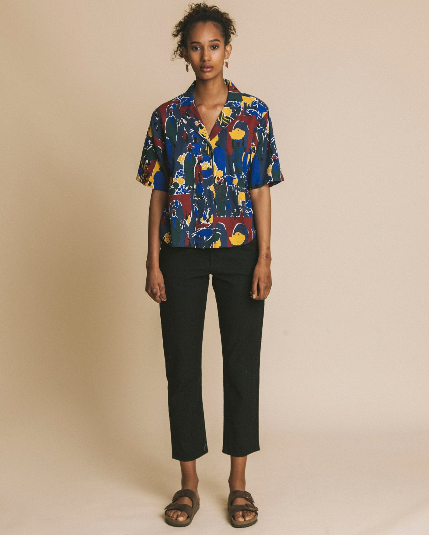 Blouse crop imprimé multicolore en coton bio - Market lomami