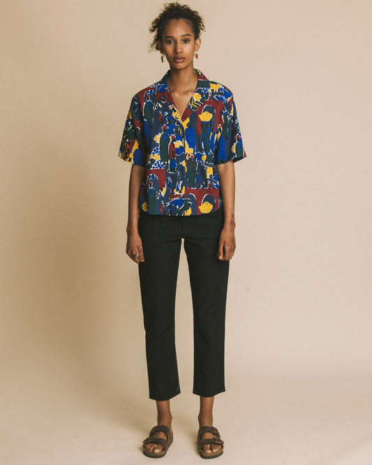 Blouse crop imprimé multicolore en coton bio - Market lomami