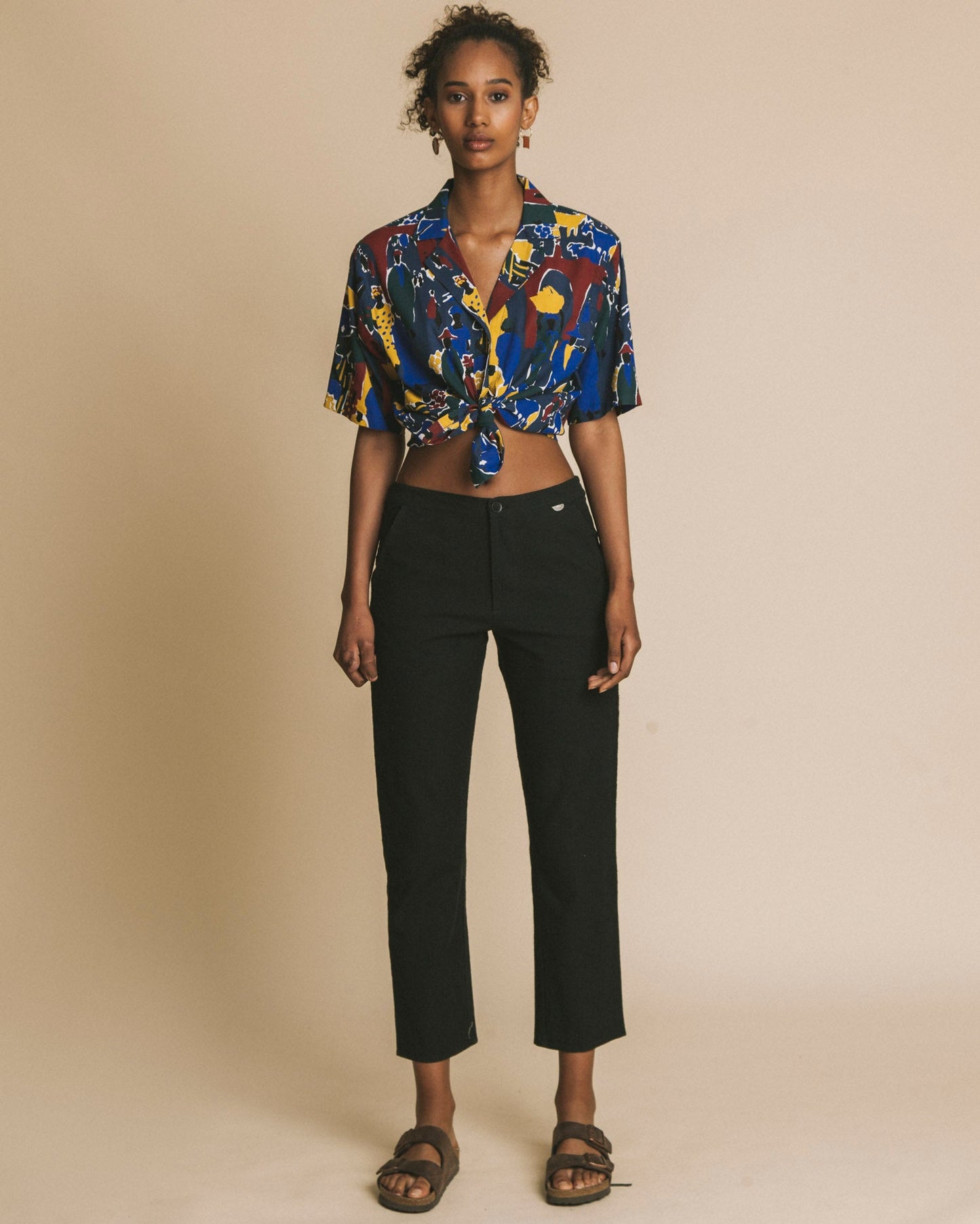 Blouse crop imprimé multicolore en coton bio - Market lomami