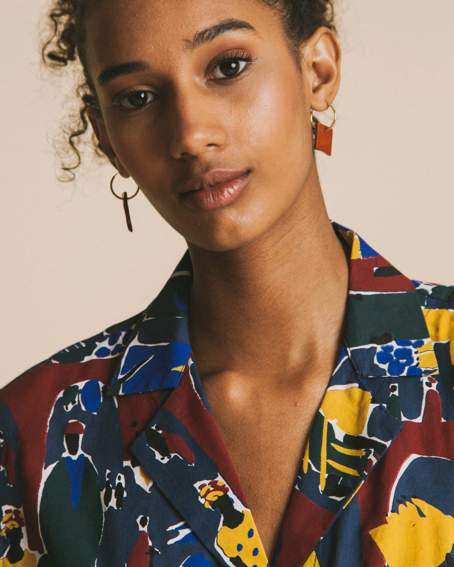 Blouse crop imprimé multicolore en coton bio - Market lomami