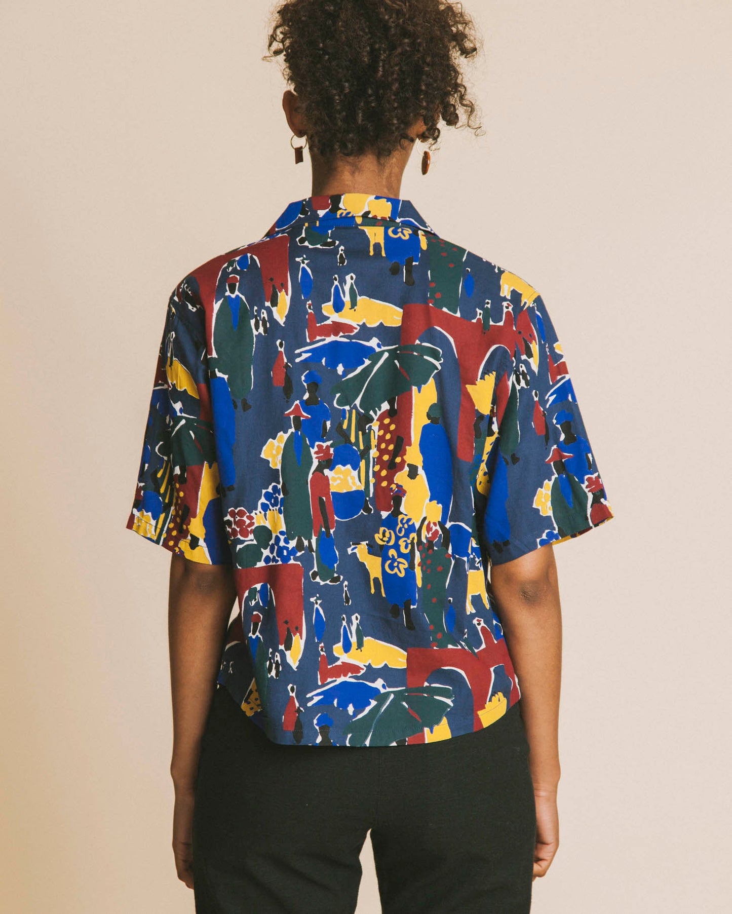 Blouse crop imprimé multicolore en coton bio - Market lomami