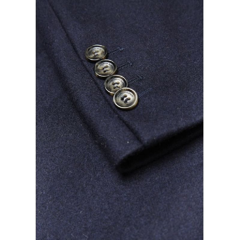 Manteau long bleu nuit en laine recyclé et polyester - Wool Coat