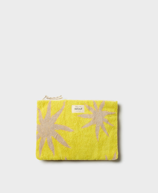 Pochette en coton éponge bio | Jaune à motifs "formentera pouch soleils"