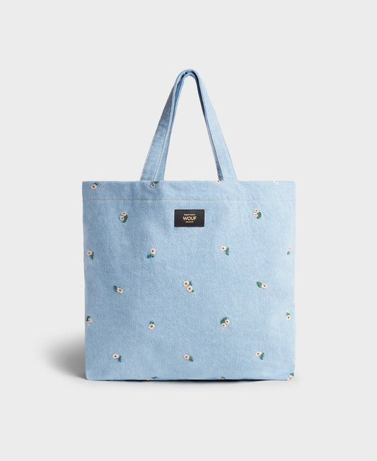 Sac cabas en denim en coton bio | Motifs floraux "ines tote bag petites fleurs"
