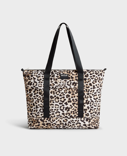 Tote bag en matière recyclée déperlante | léopard "kim tote bag"