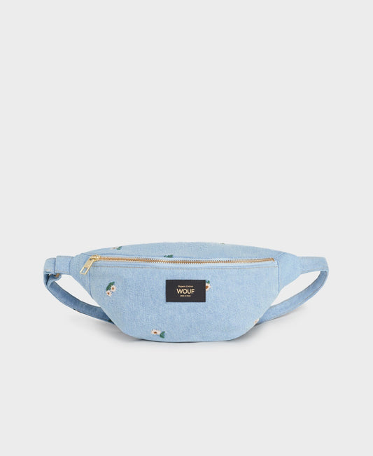 Banane en denim en coton bio | Motifs floraux "ines waistbag petites fleurs"