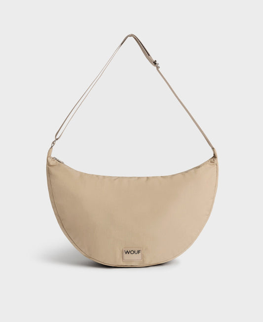 Grand sac à bandoulière en matière recyclée déperlante | Beige "oatmilk large crossbody bag"