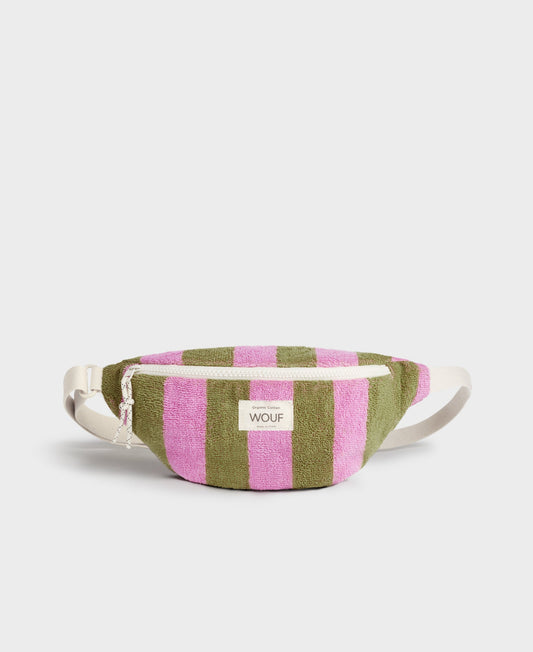 Banane en coton bio | Rayé rose et vert "menorca waistbag rayures"
