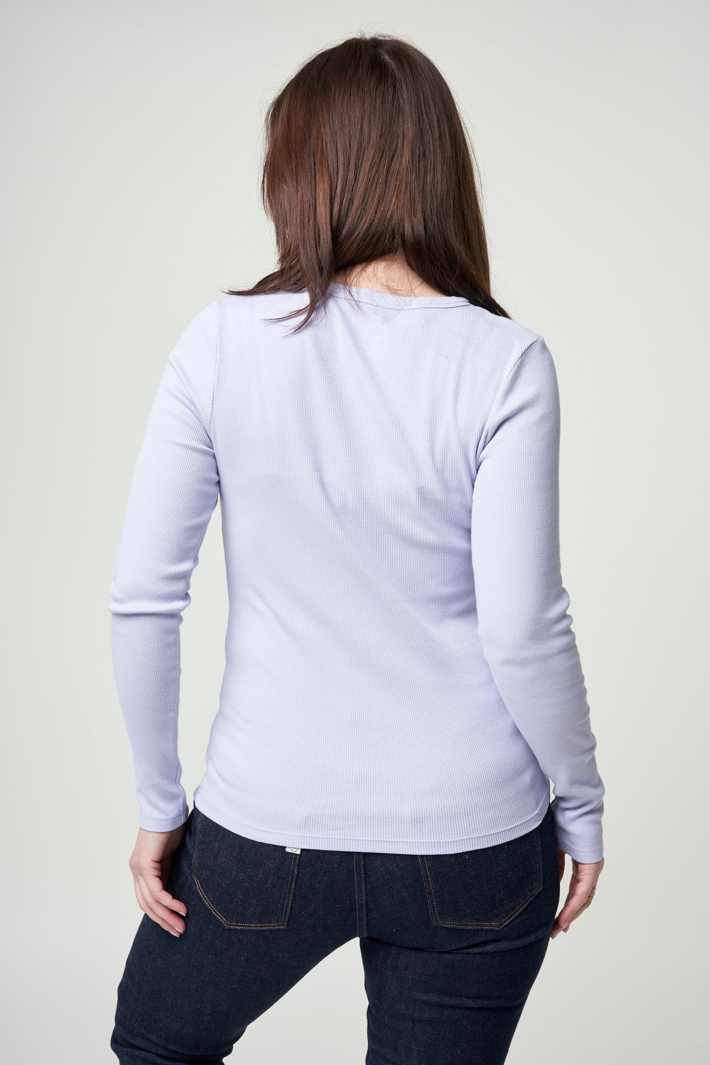 T-shirt manches longues côtelé en coton bio | violet "soft lavender"
