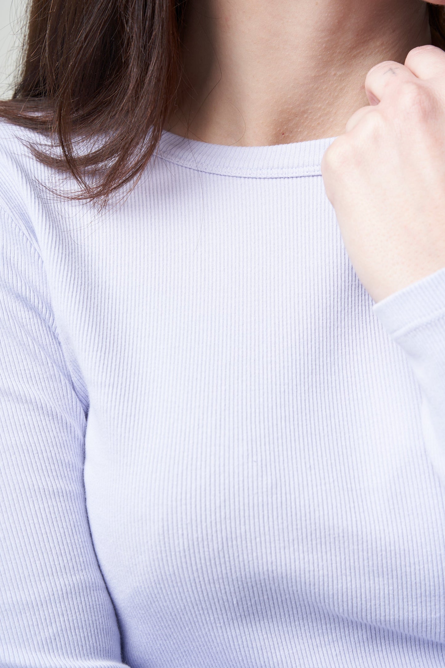T-shirt manches longues côtelé en coton bio | violet "soft lavender"