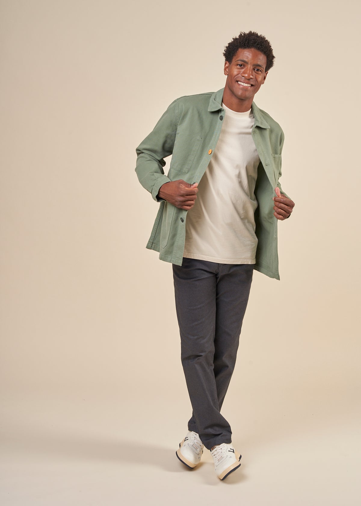 Veste worker en coton bio | vert "sergi spinach"