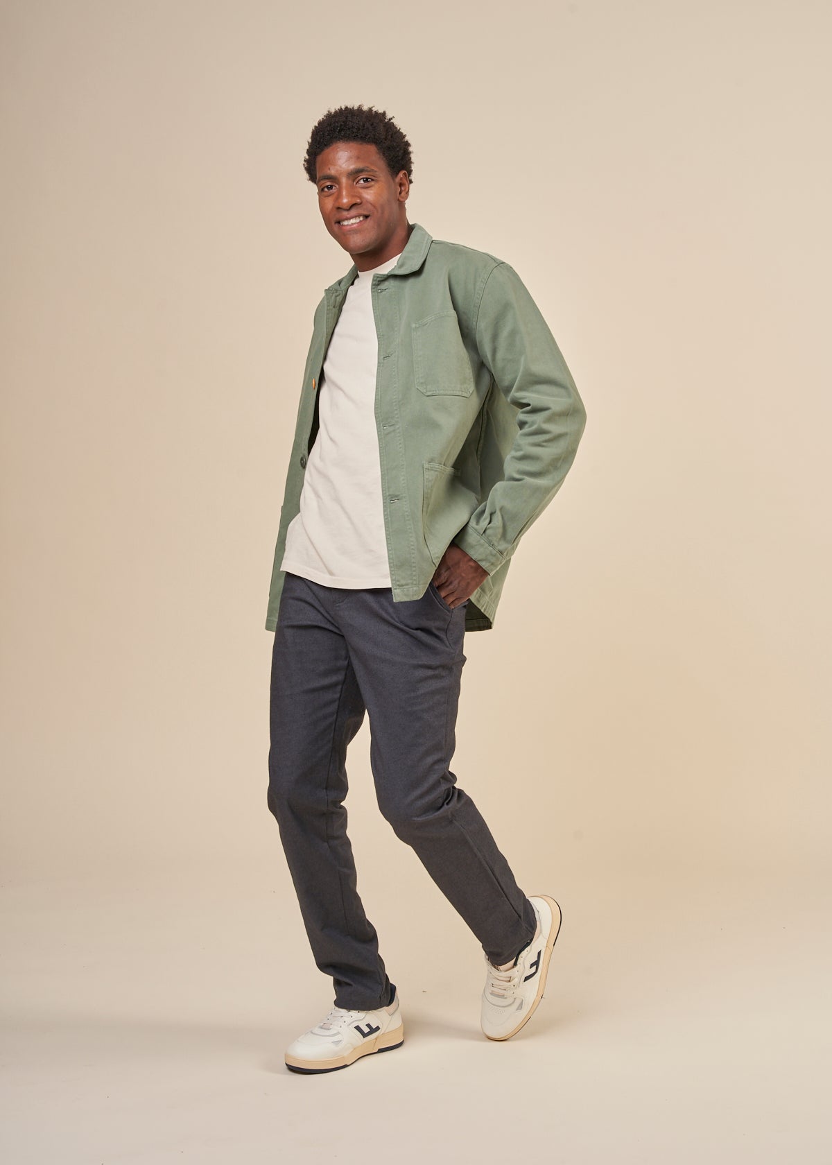 Veste worker en coton bio | vert "sergi spinach"