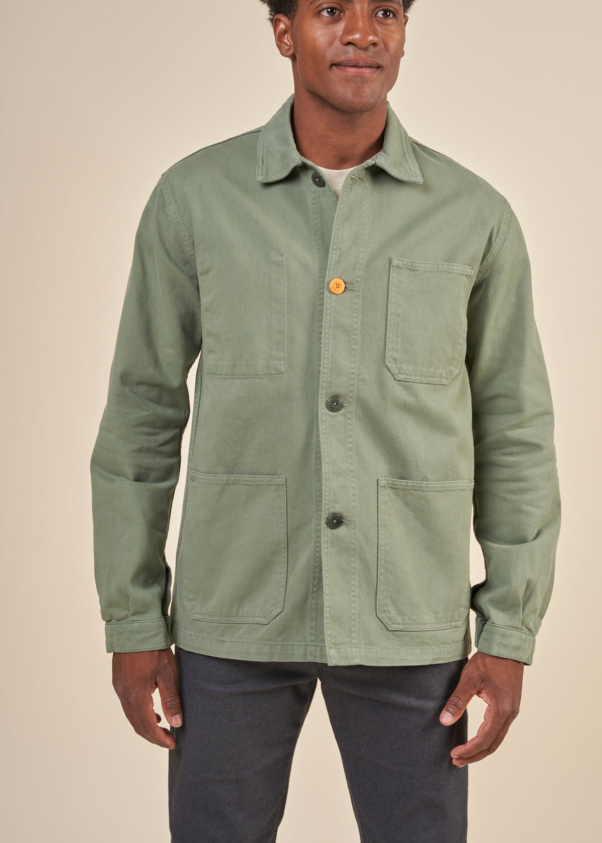 Veste worker en coton bio | vert "sergi spinach"