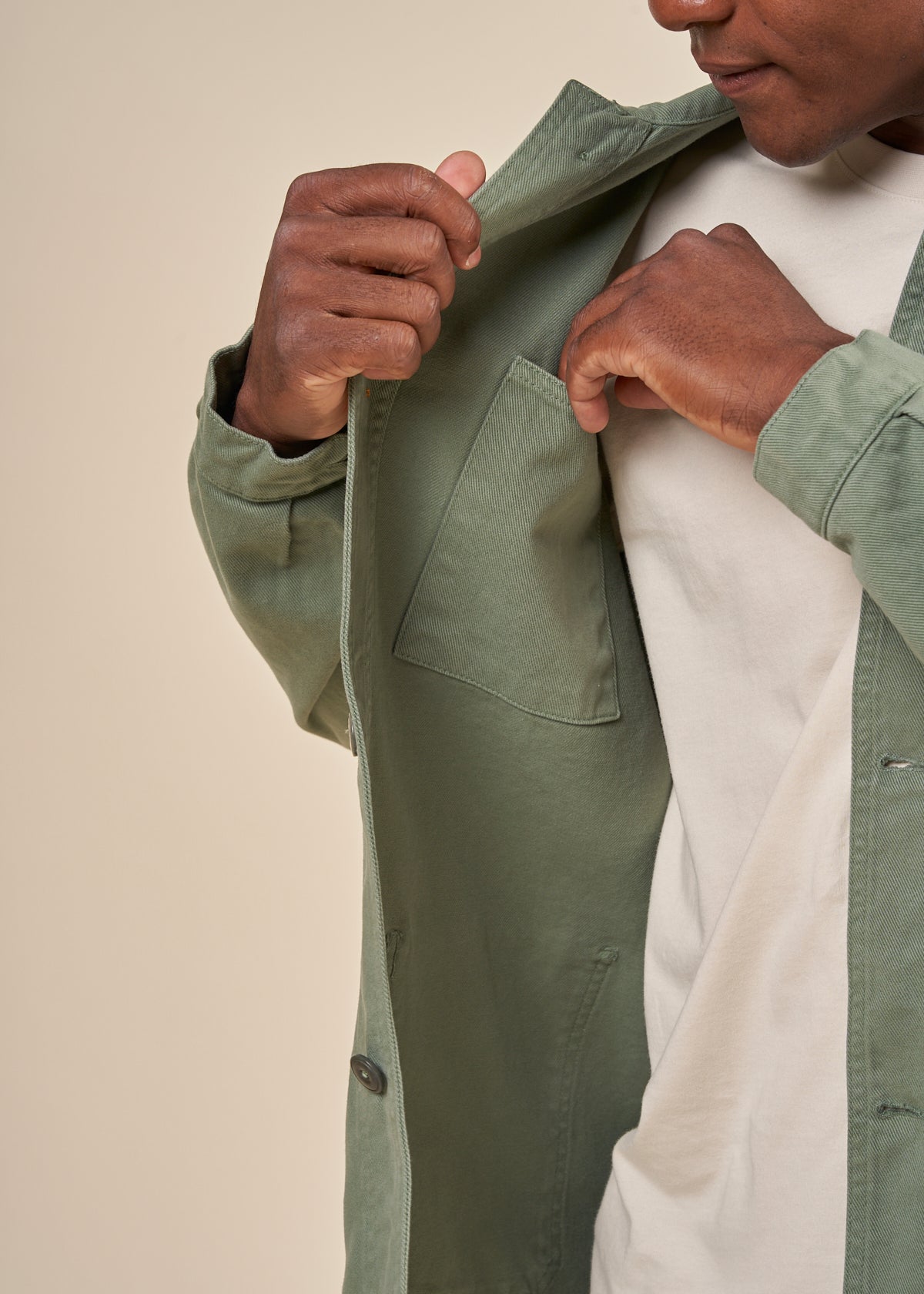 Veste worker en coton bio | vert "sergi spinach"
