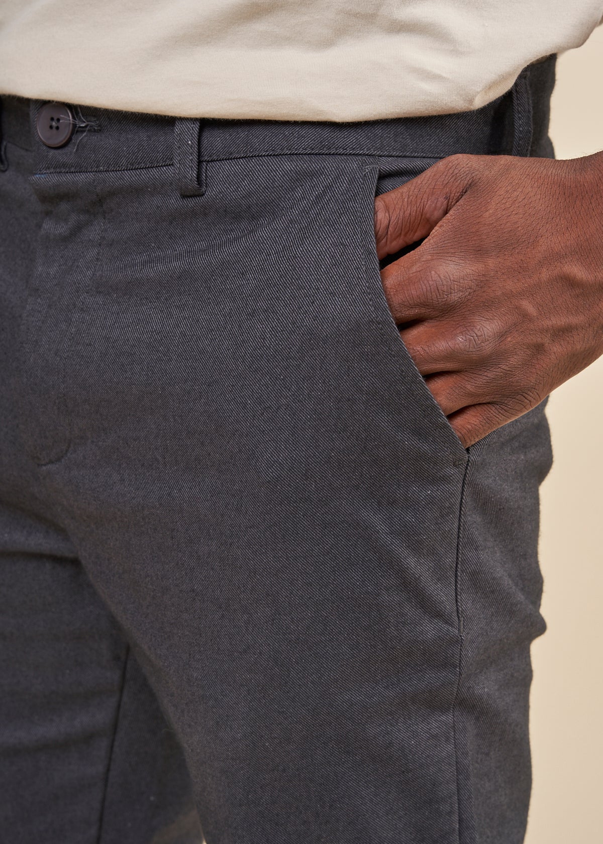 Chino en flanelle de coton bio | Gris "chuck flannel chino pants gray pinstripe"