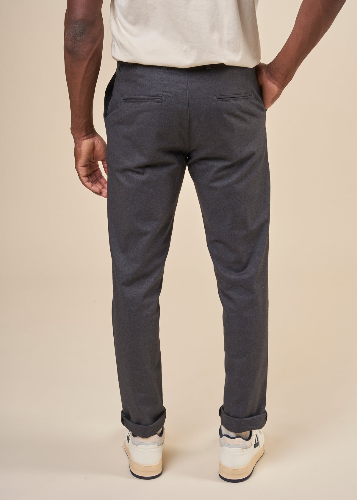 Chino en flanelle de coton bio | Gris "chuck flannel chino pants gray pinstripe"