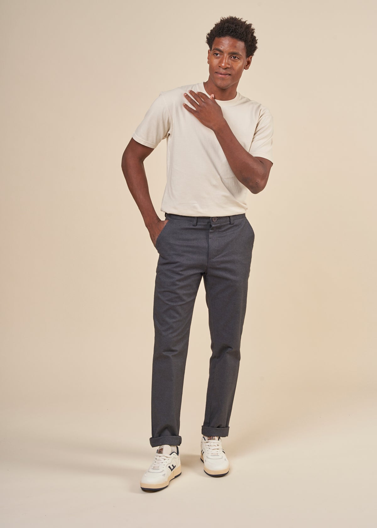 Chino en flanelle de coton bio | Gris "chuck flannel chino pants gray pinstripe"