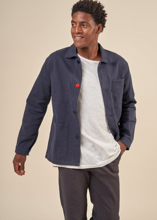 Veste worker en coton bio | marine "sergi navy"