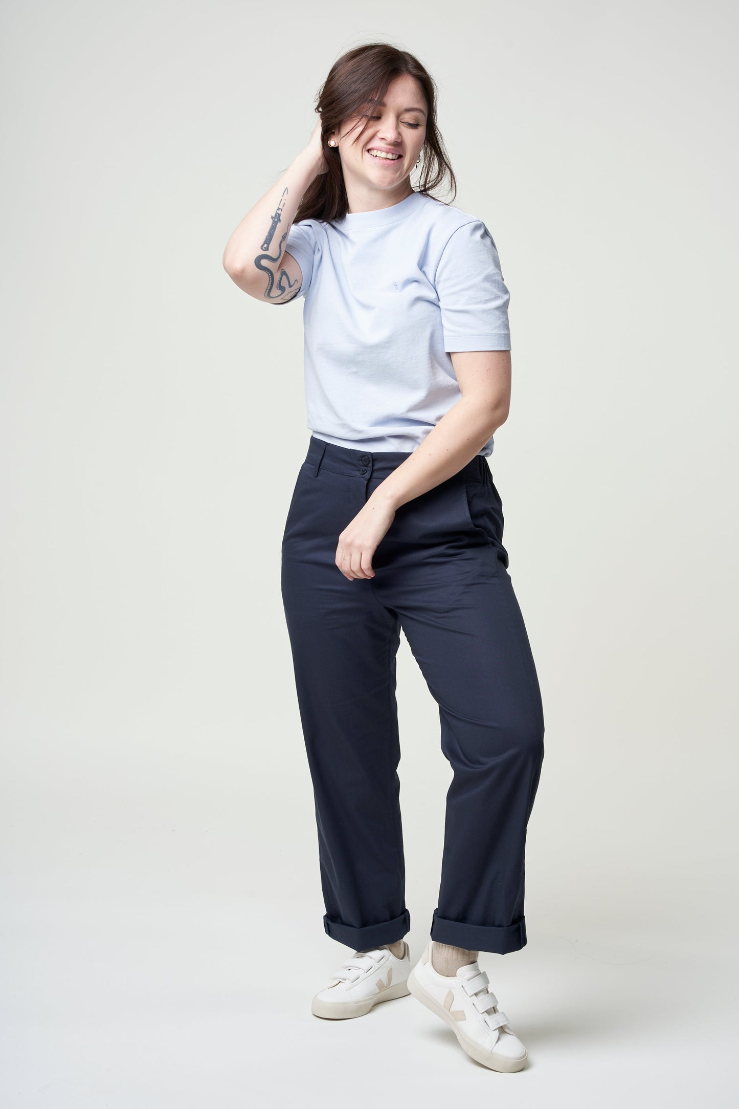 Pantalon marine en coton bio - annika trousers navy