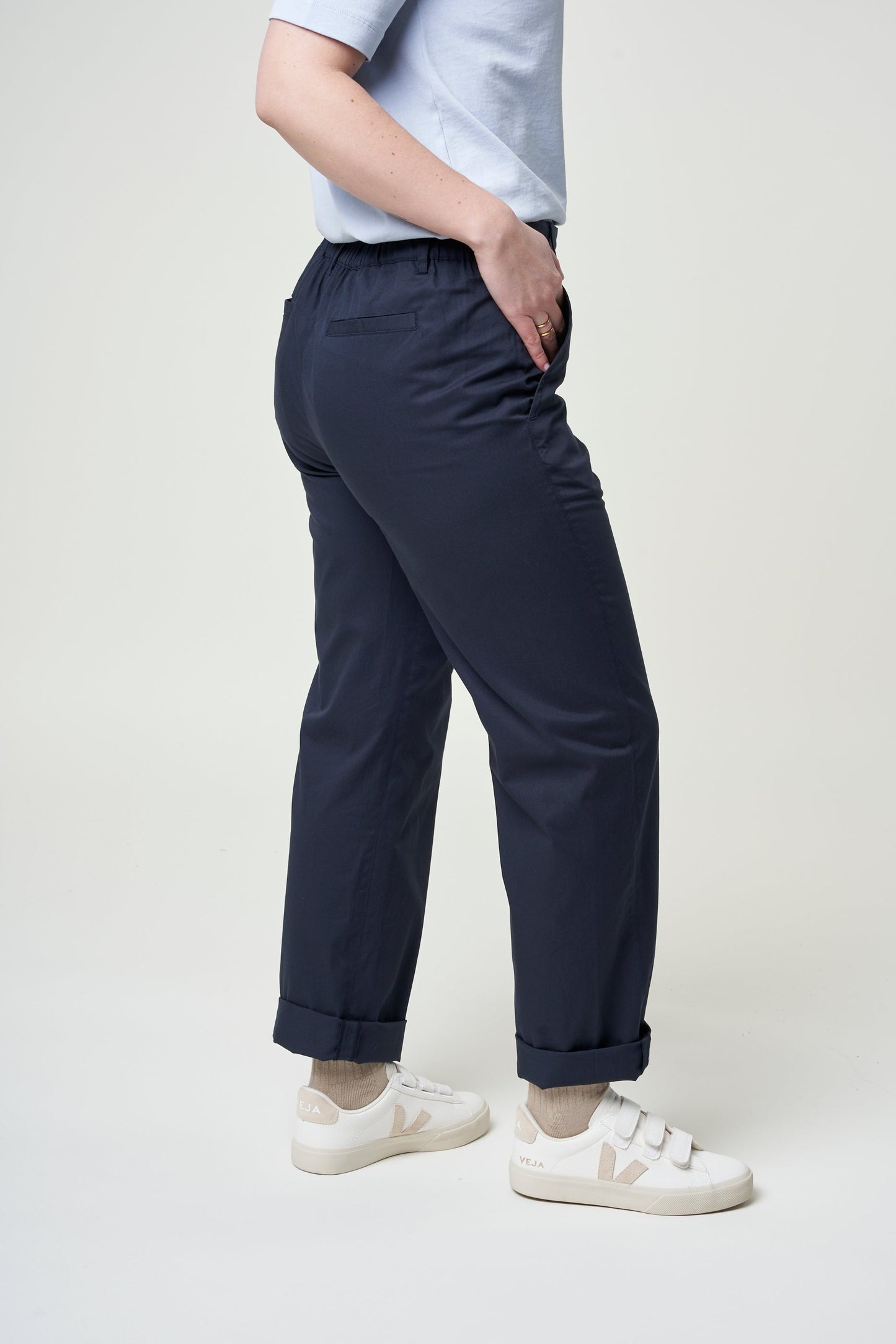 Pantalon marine en coton bio - annika trousers navy
