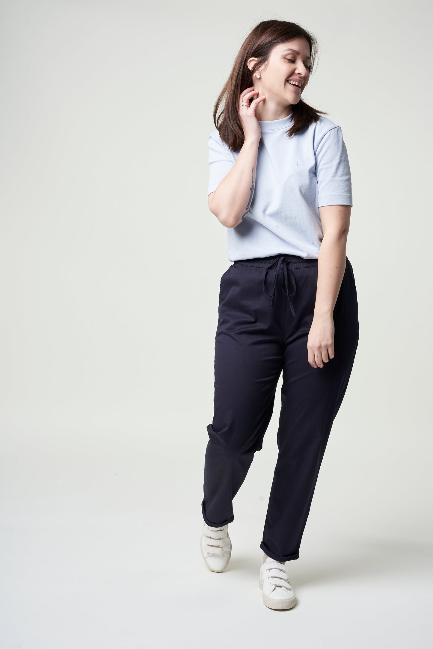 Pantalon ample marine en coton bio - danyaa night sky