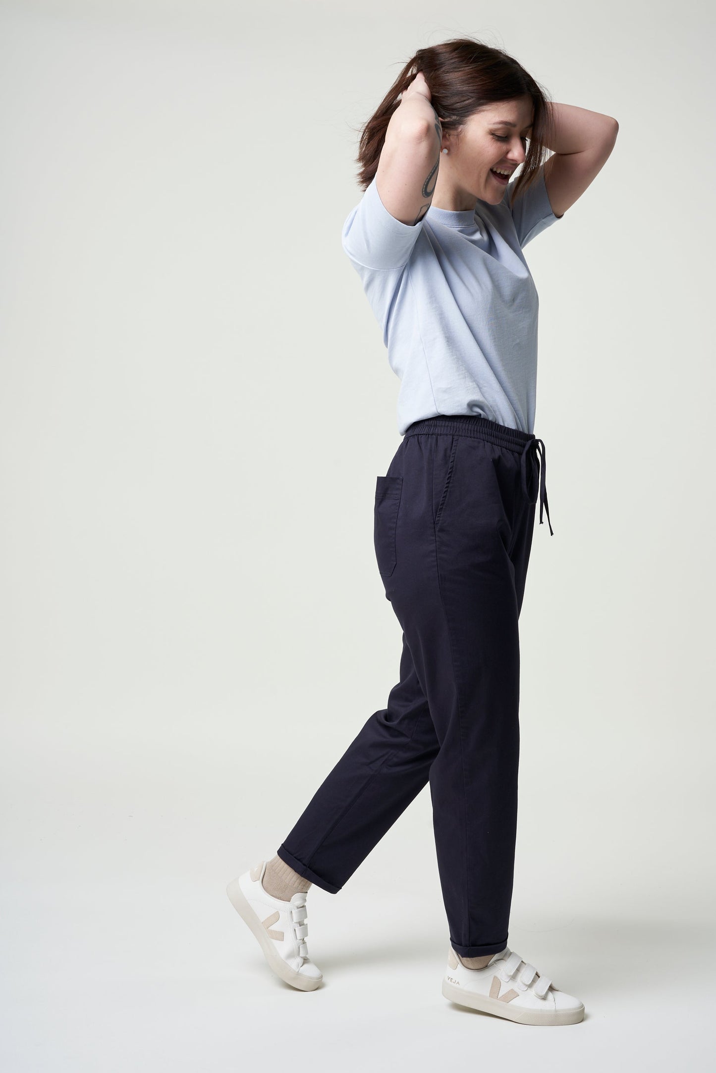 Pantalon ample marine en coton bio - danyaa night sky