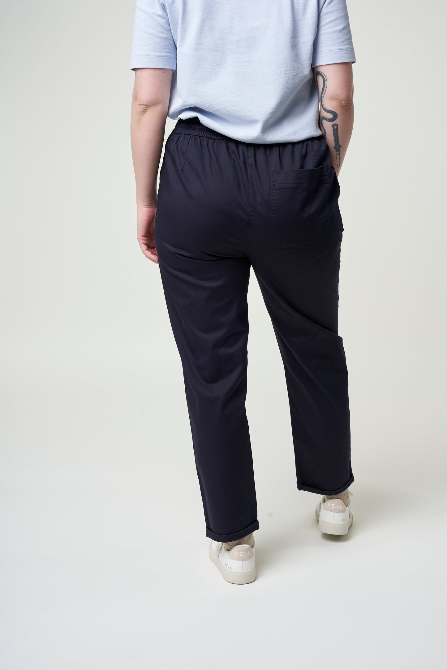 Pantalon ample marine en coton bio - danyaa night sky